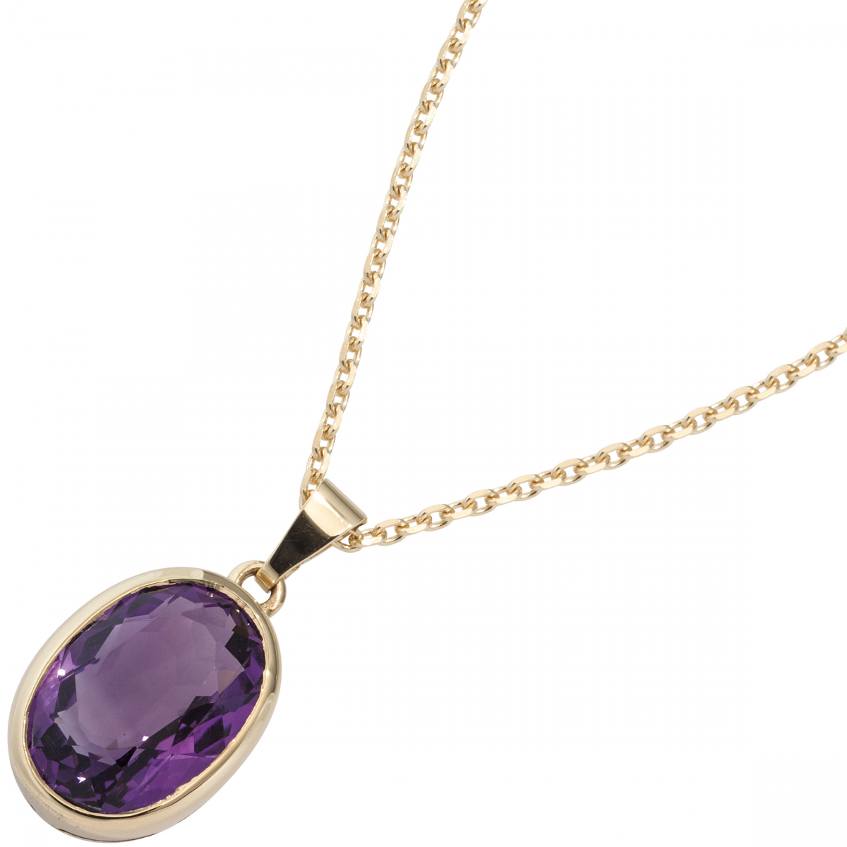 Anhänger oval 585 Gold Gelbgold 1 Amethyst violett lila Goldanhänger