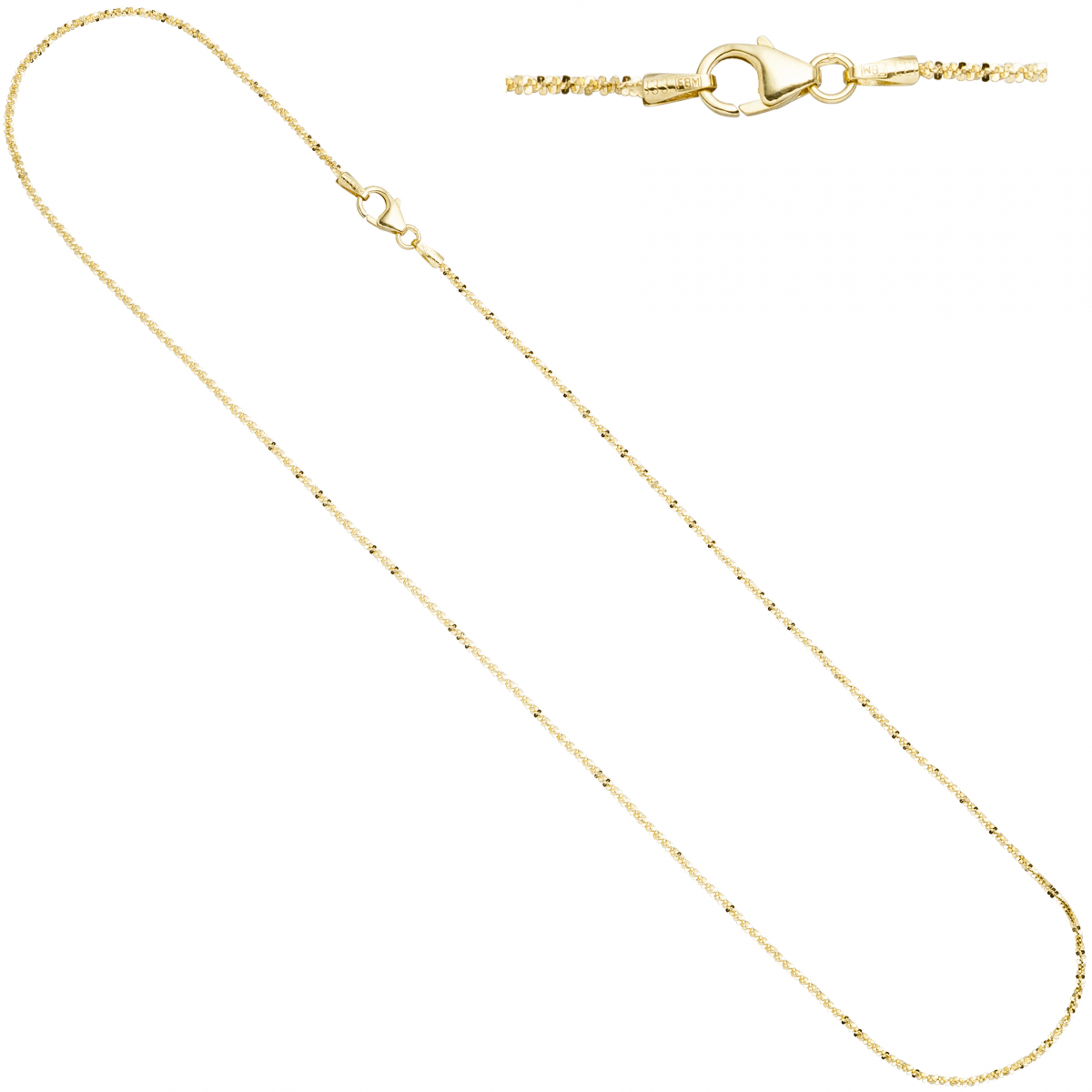 Criss-Cross Kette 333 Gelbgold 1,3 mm 40 cm Gold Halskette Goldkette Karabiner