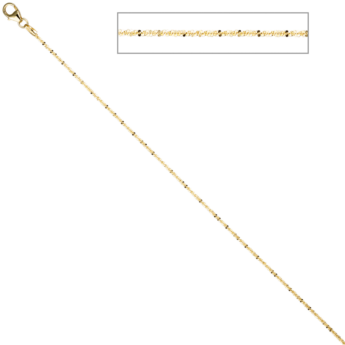 Criss-Cross Kette 333 Gelbgold 1,3 mm 40 cm Gold Halskette Goldkette Karabiner