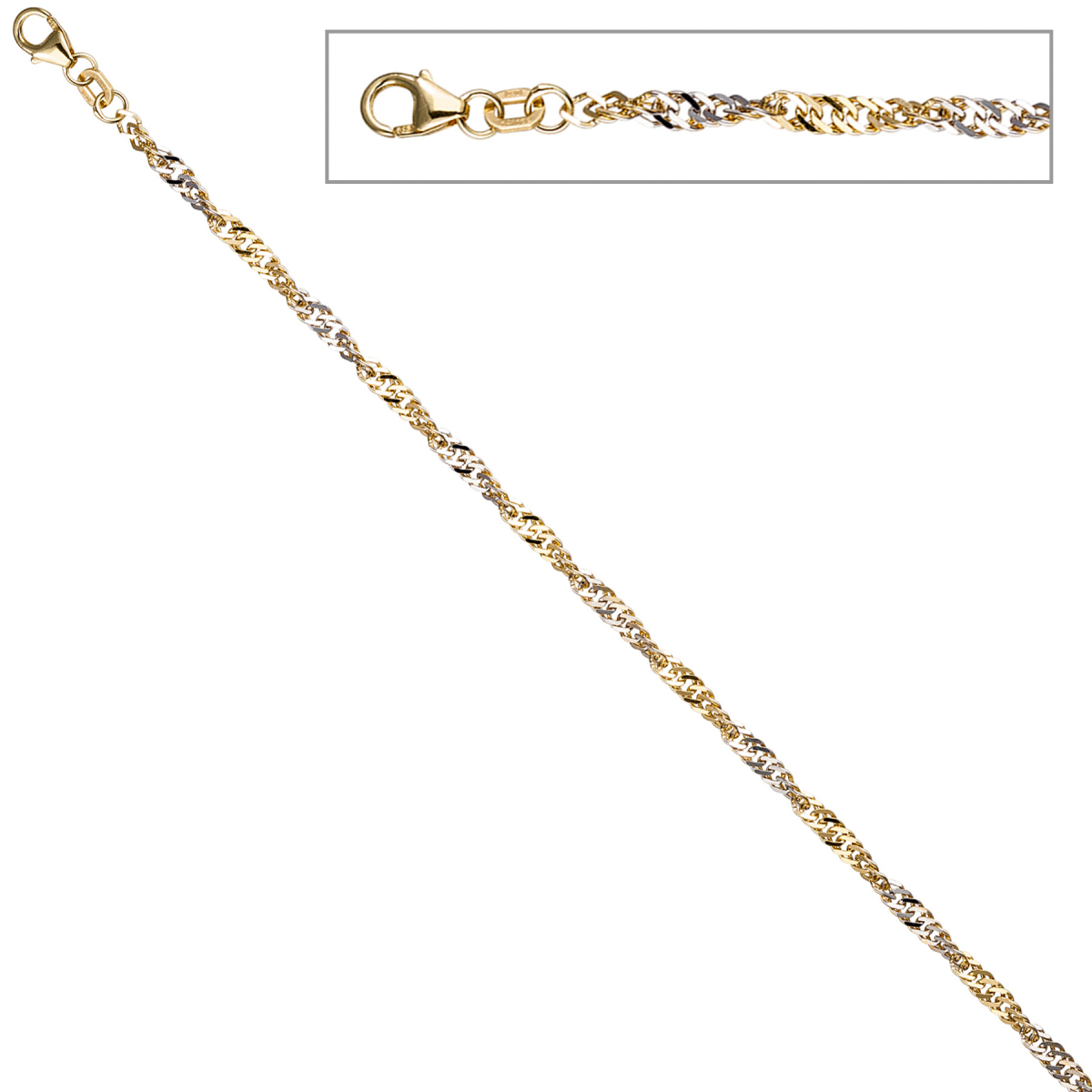 Fußkettchen Fußkette 925 Sterling Silber gold vergoldet 2,9 mm 25 cm Karabiner