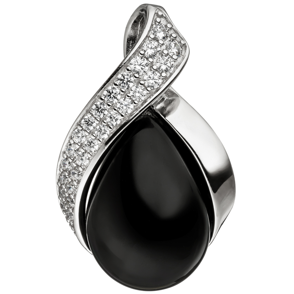 Anhänger 925 Sterling Silber mit Zirkonia 1 Onyx schwarz Silberanhänger