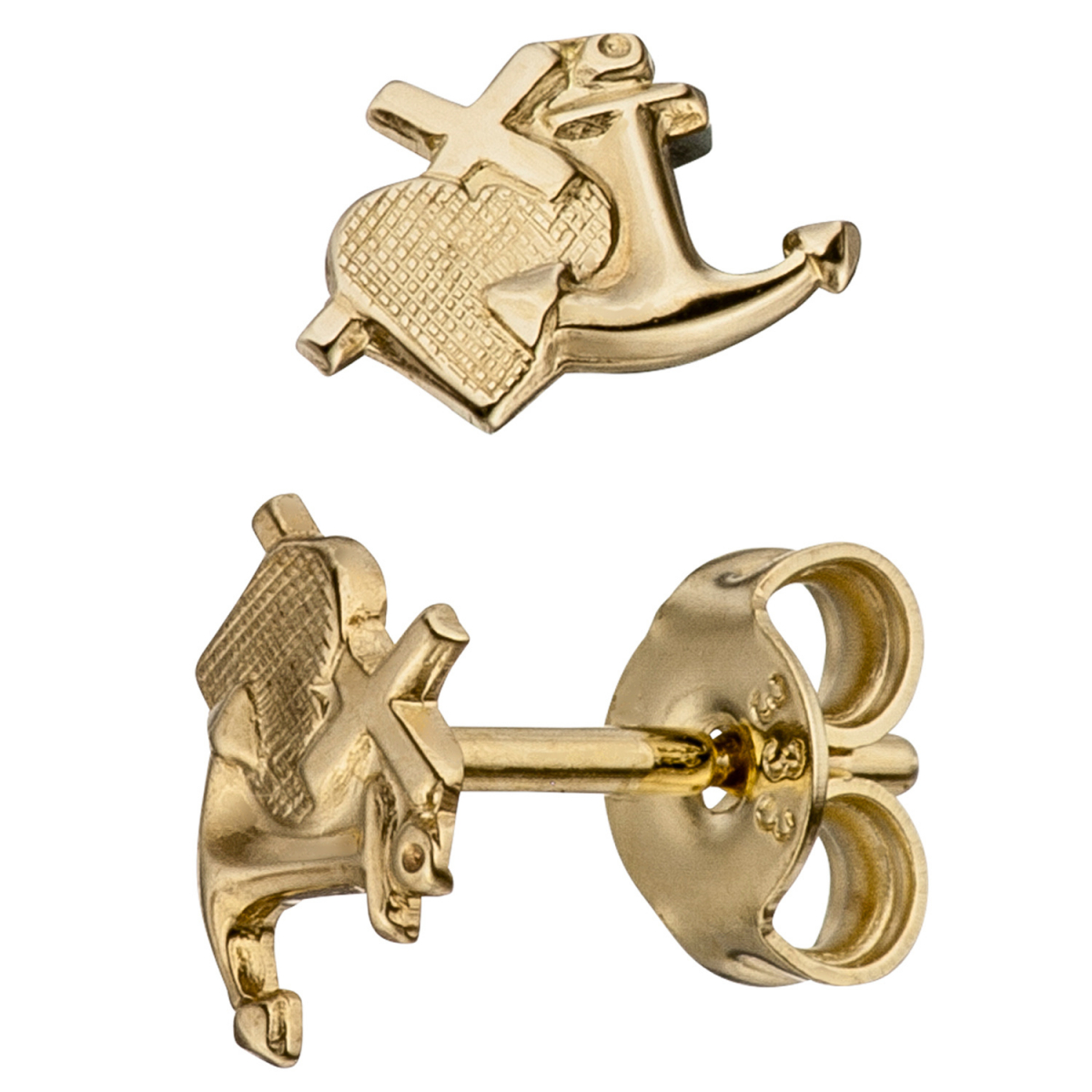 Ohrstecker Glaube Liebe Hoffnung 333 Gold Gelbgold matt Ohrringe Goldohrringe