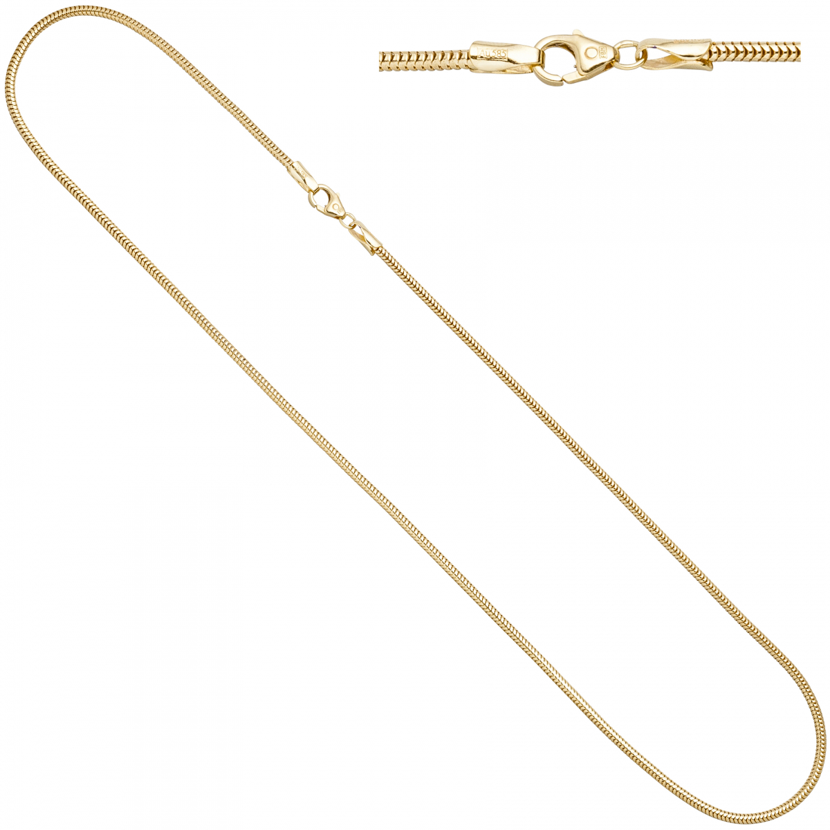 Schlangenkette aus 585 Gelbgold 1,9 mm 50 cm Gold Kette Halskette Goldkette