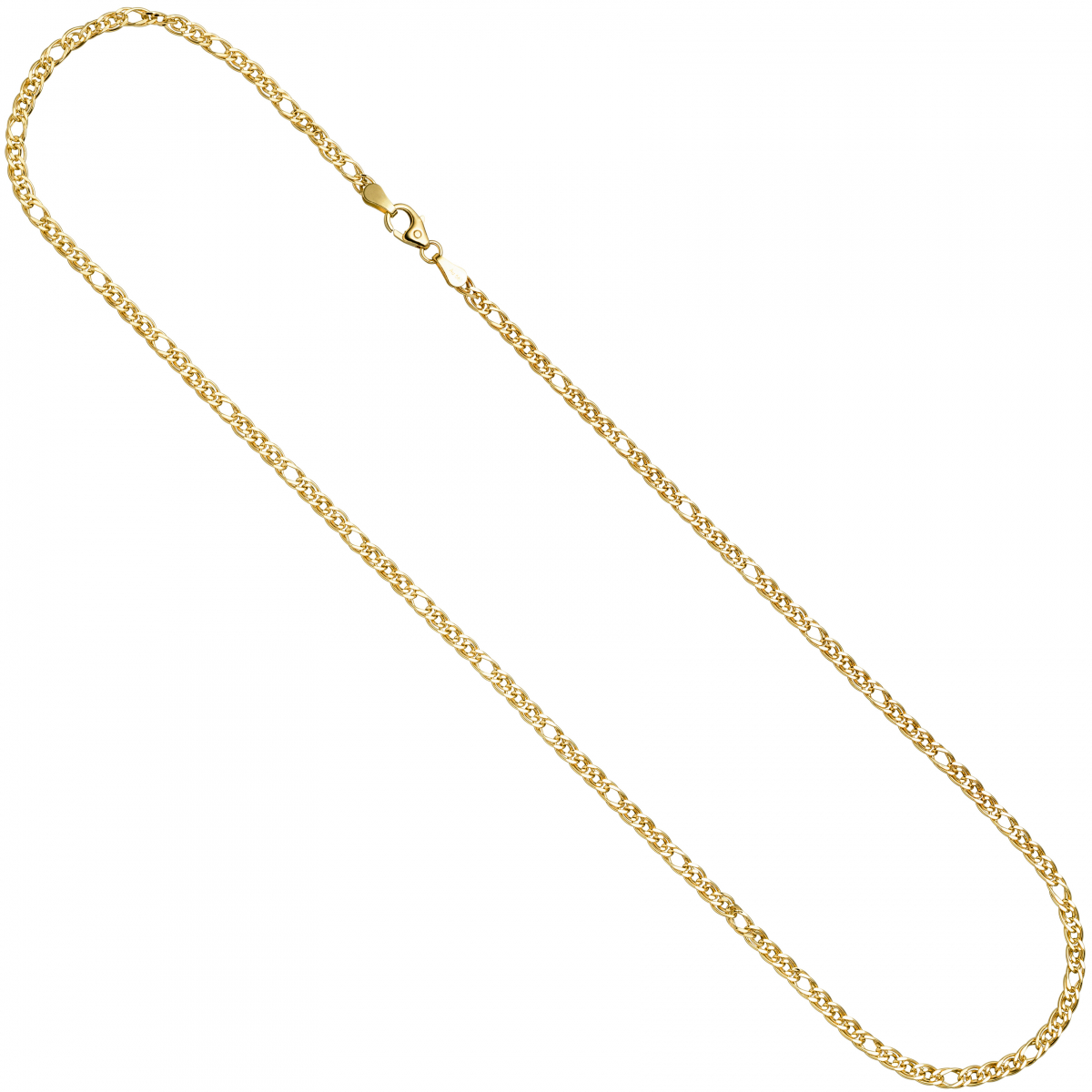 Zwillings-Panzerkette 585 Gelbgold 3 mm 45 cm Gold Kette Halskette Goldkette