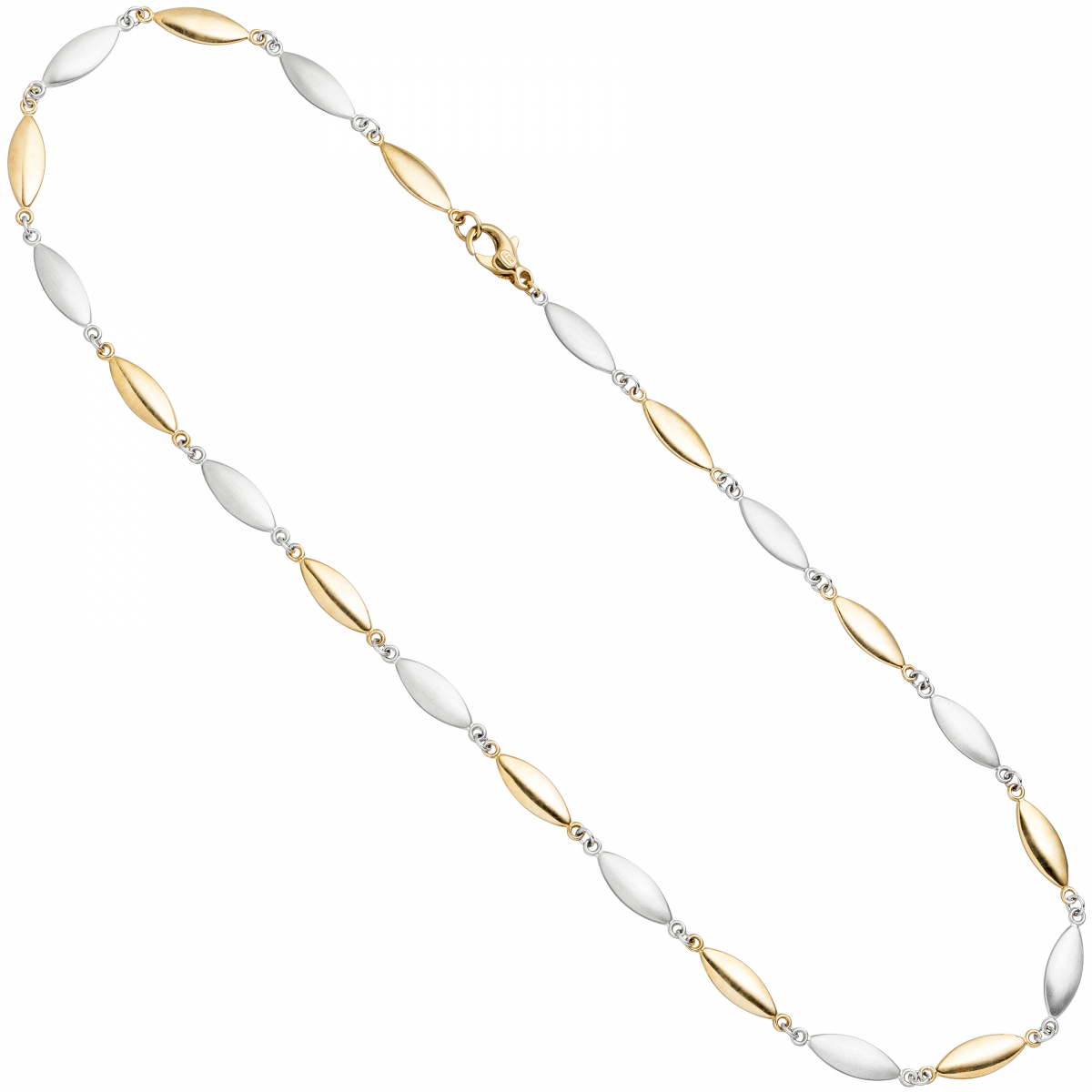 Halskette Kette 585 Gold Gelbgold Weißgold bicolor matt 45 cm Goldkette