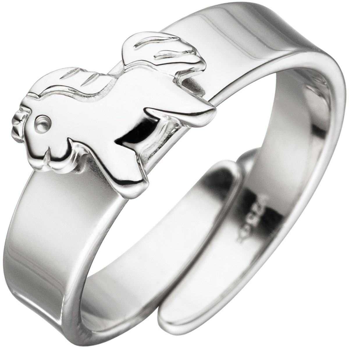 Kinder Ring Pferd Pony 925 Sterling Silber Silberring Kinderring verstellbar - 46mm