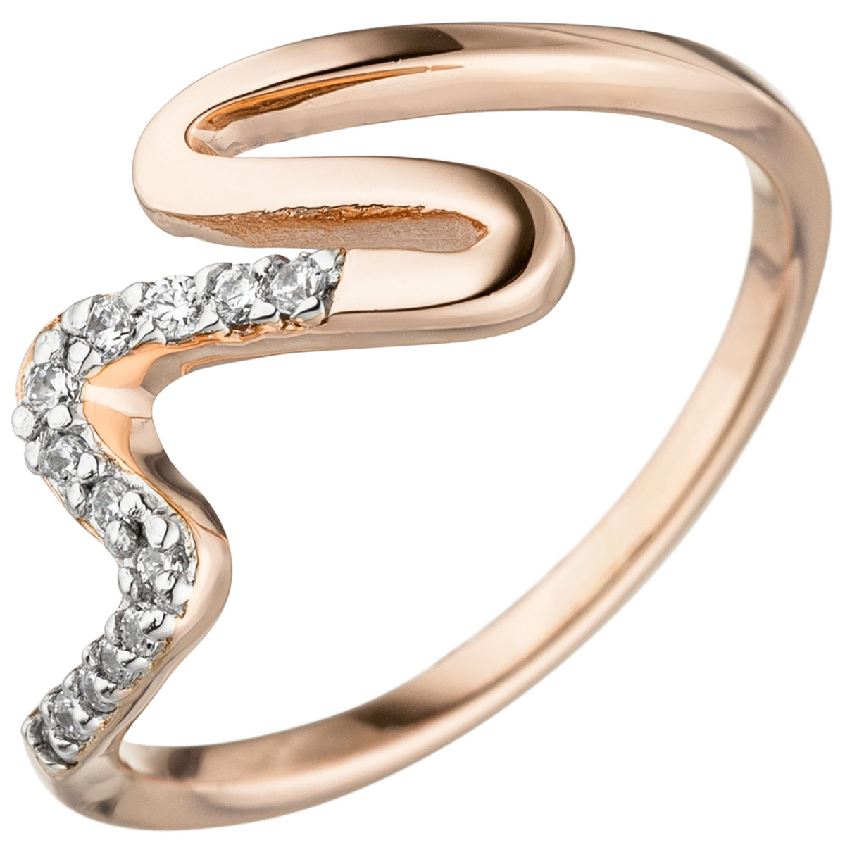 Damen Ring 925 Sterling Silber rotgold vergoldet 13 Zirkonia - 52mm