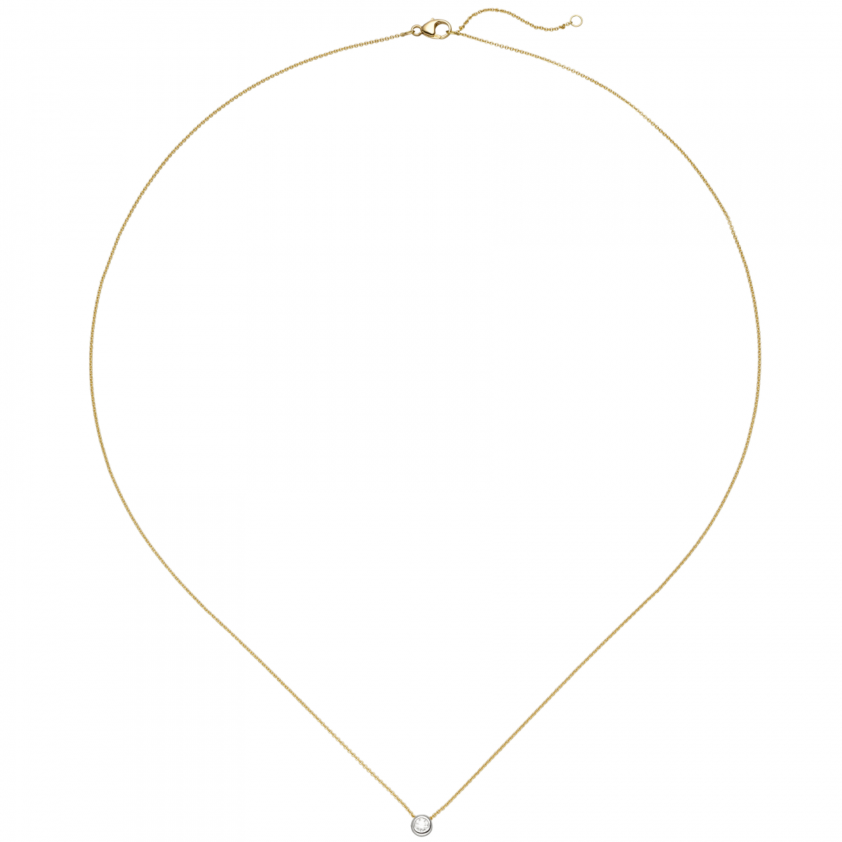 Collier Kette mit Anhänger 750 Gold Gelbgold Weißgold bicolor 1 Diamant Brillant