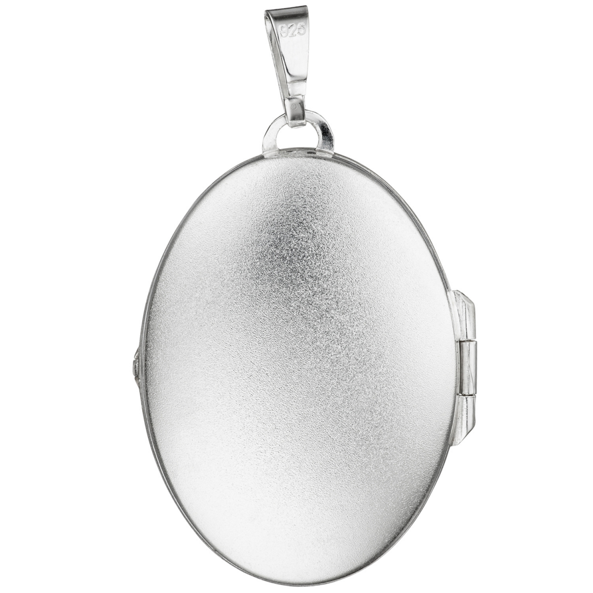 Medaillon oval für 2 Fotos 925 Sterling Silber matt Anhänger zum Öffnen