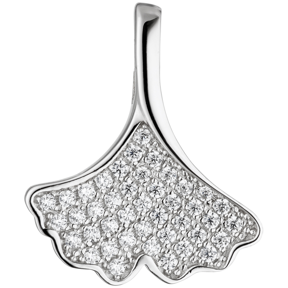 Anhänger Ginko Ginkgo 925 Sterling Silber mit Zirkonia Silberanhänger