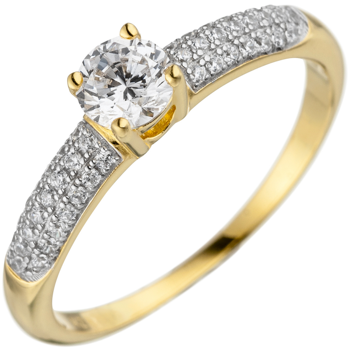 Damen Ring 925 Sterling Silber gold vergoldet mit Zirkonia - 58mm