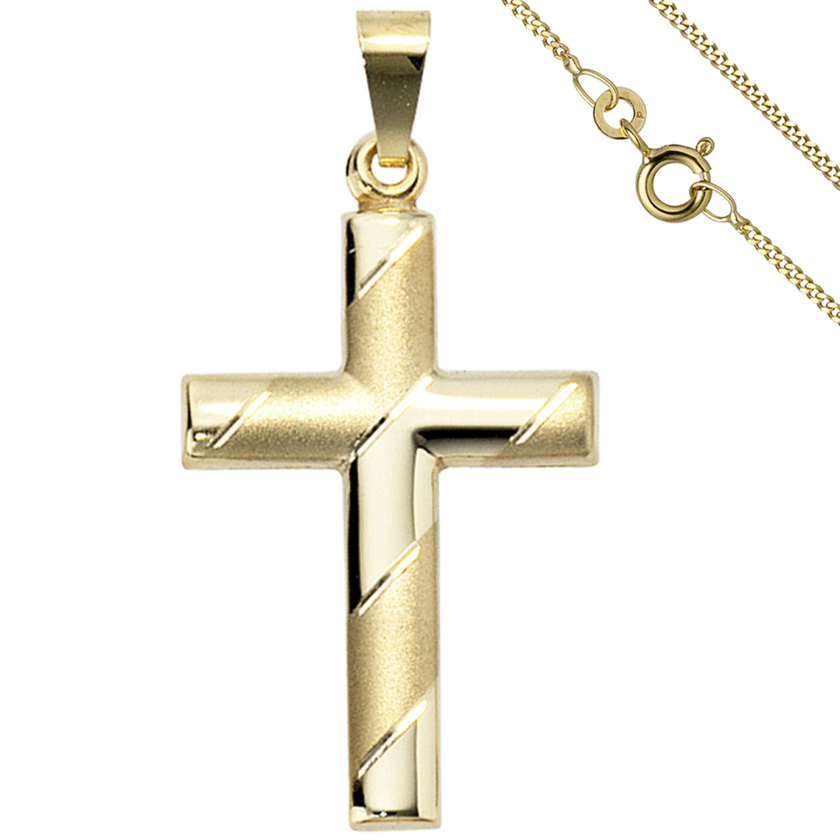 Anhänger Kreuz 333 Gold Gelbgold mit Kette 45 cm Goldkreuz Kreuzanhänger