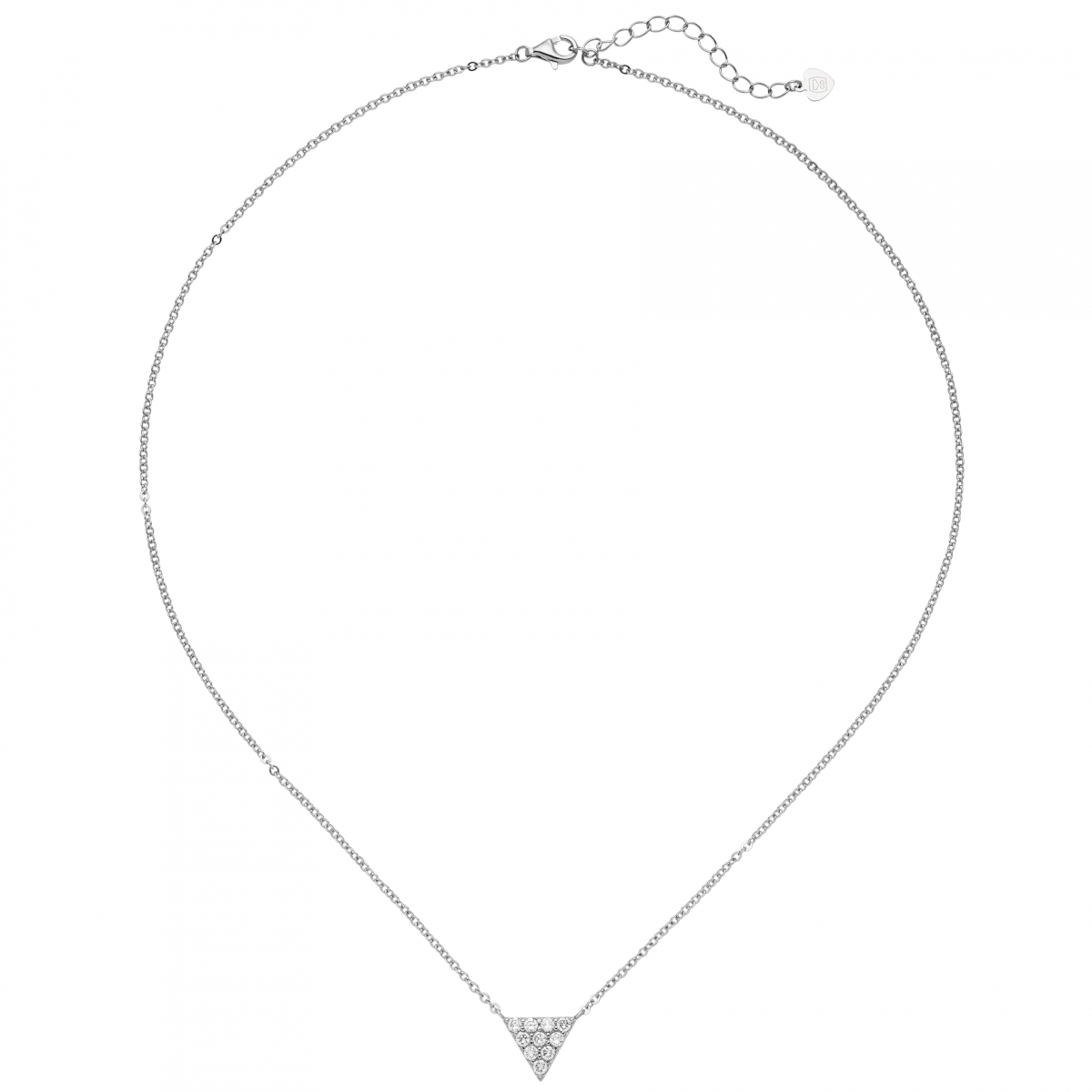 Collier Kette mit Anhänger Dreieck 925 Silber 10 Zirkonia 46 cm Halskette