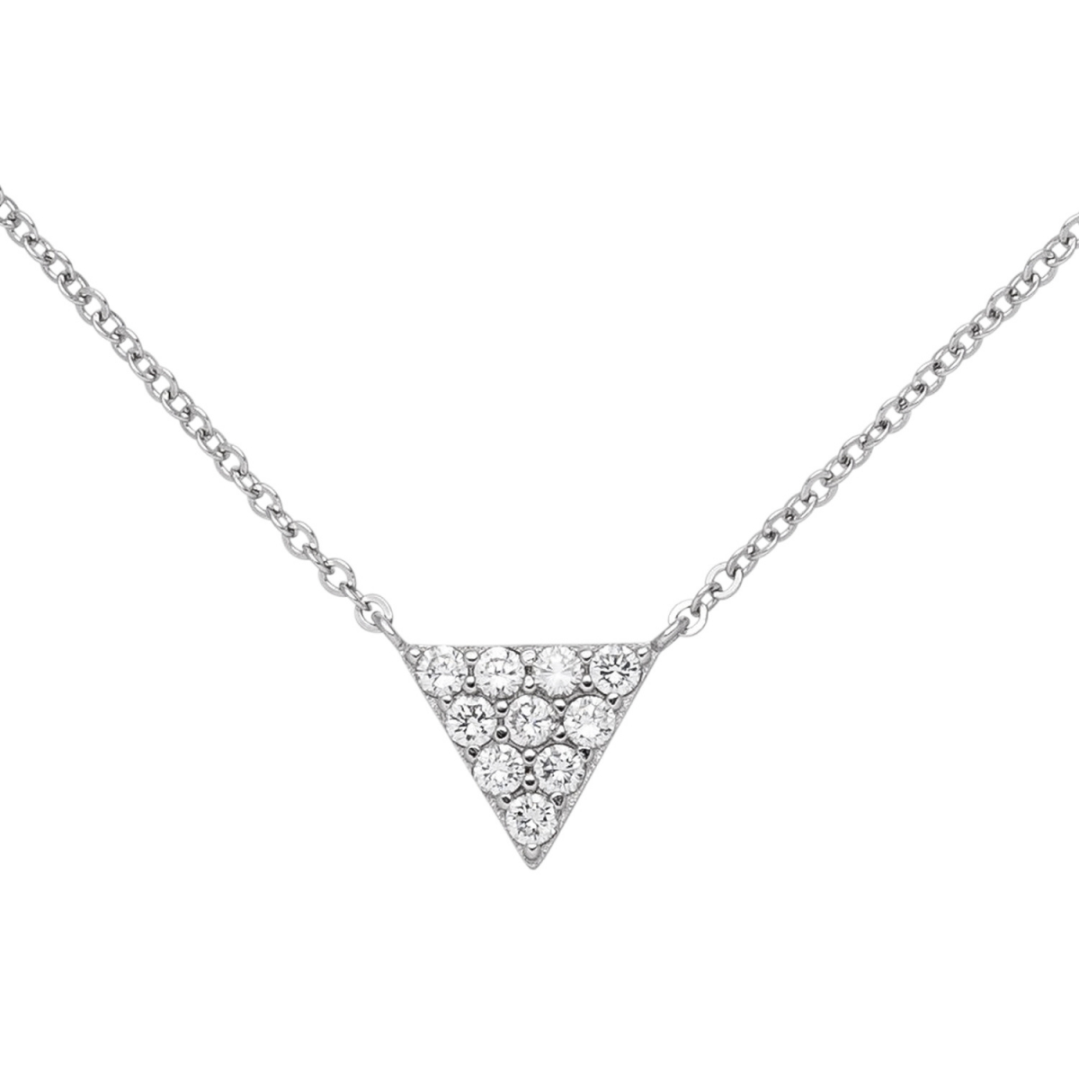 Collier Kette mit Anhänger Dreieck 925 Silber 10 Zirkonia 46 cm Halskette