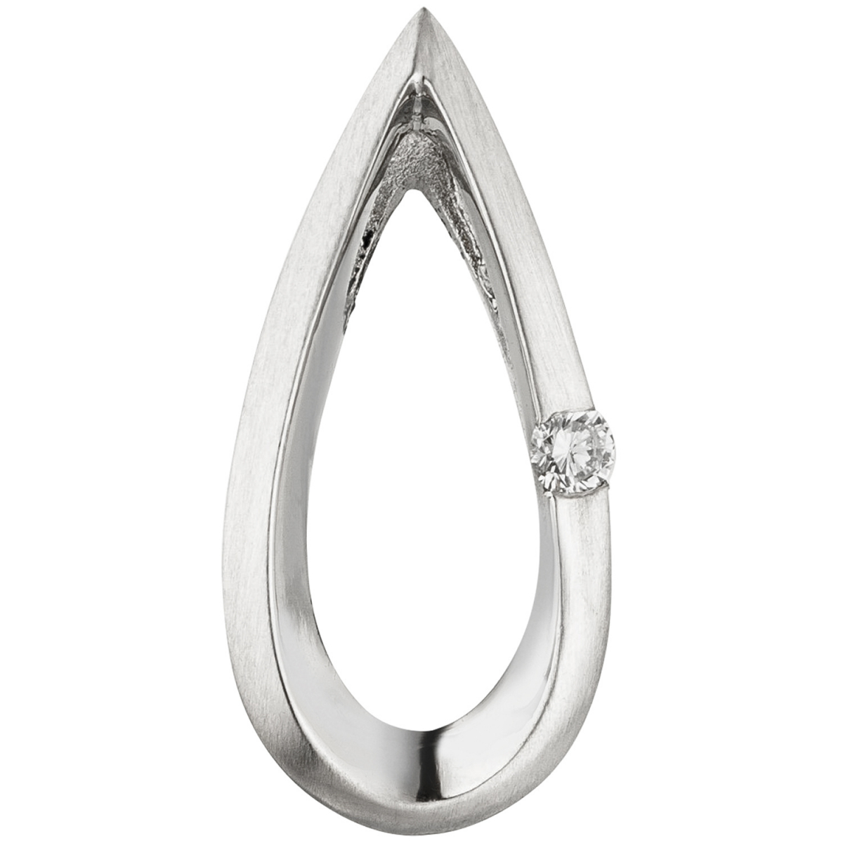 Anhänger Tropfen 950 Platin teil matt 1 Diamant Brillant 0,025ct. Platinanhänger