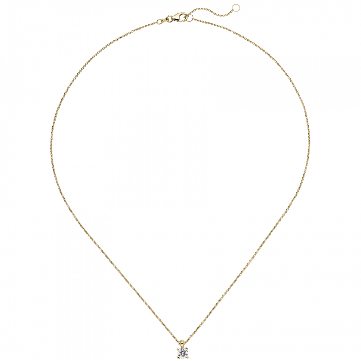 Collier Kette mit Anhänger 585 Gold Gelbgold 1 Diamant Brillant 0,50 ct. 45 cm