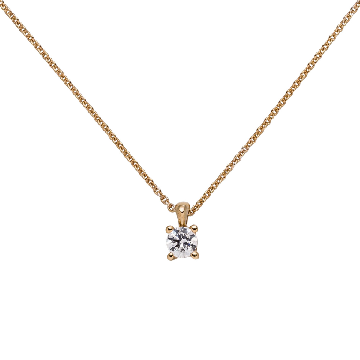 Collier Kette mit Anhänger 585 Gold Rotgold 1 Diamant Brillant 0,15 ct. 45 cm