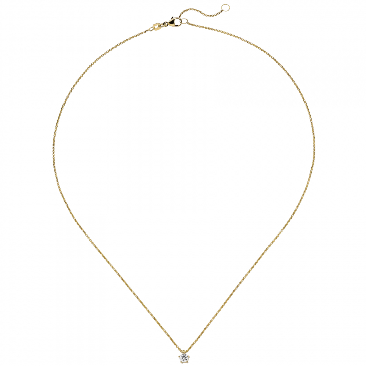 Collier Kette mit Anhänger 585 Gold Gelbgold 1 Diamant Brillant 0,25 ct. 45 cm