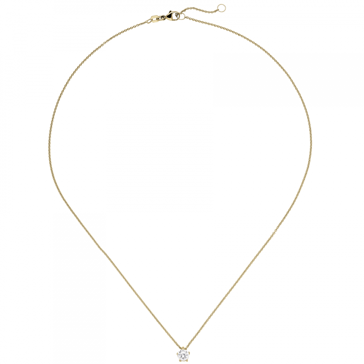 Collier Kette mit Anhänger 585 Gold Gelbgold 1 Diamant Brillant 0,70 ct. 45 cm