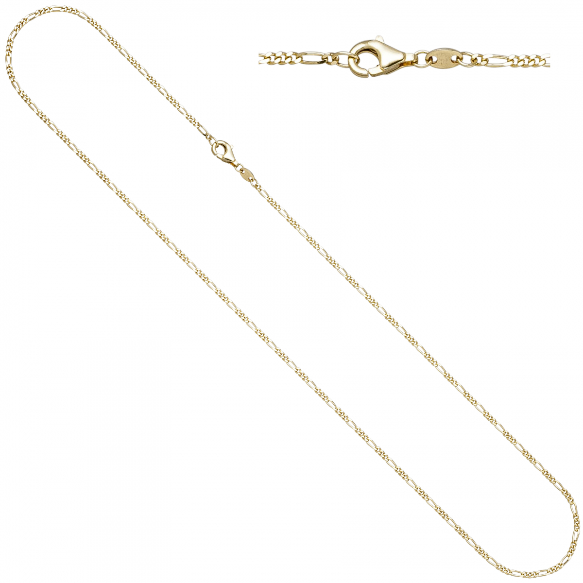 Figarokette 333 Gold Gelbgold diamantiert 1,7 mm 50 cm Kette Halskette Goldkette