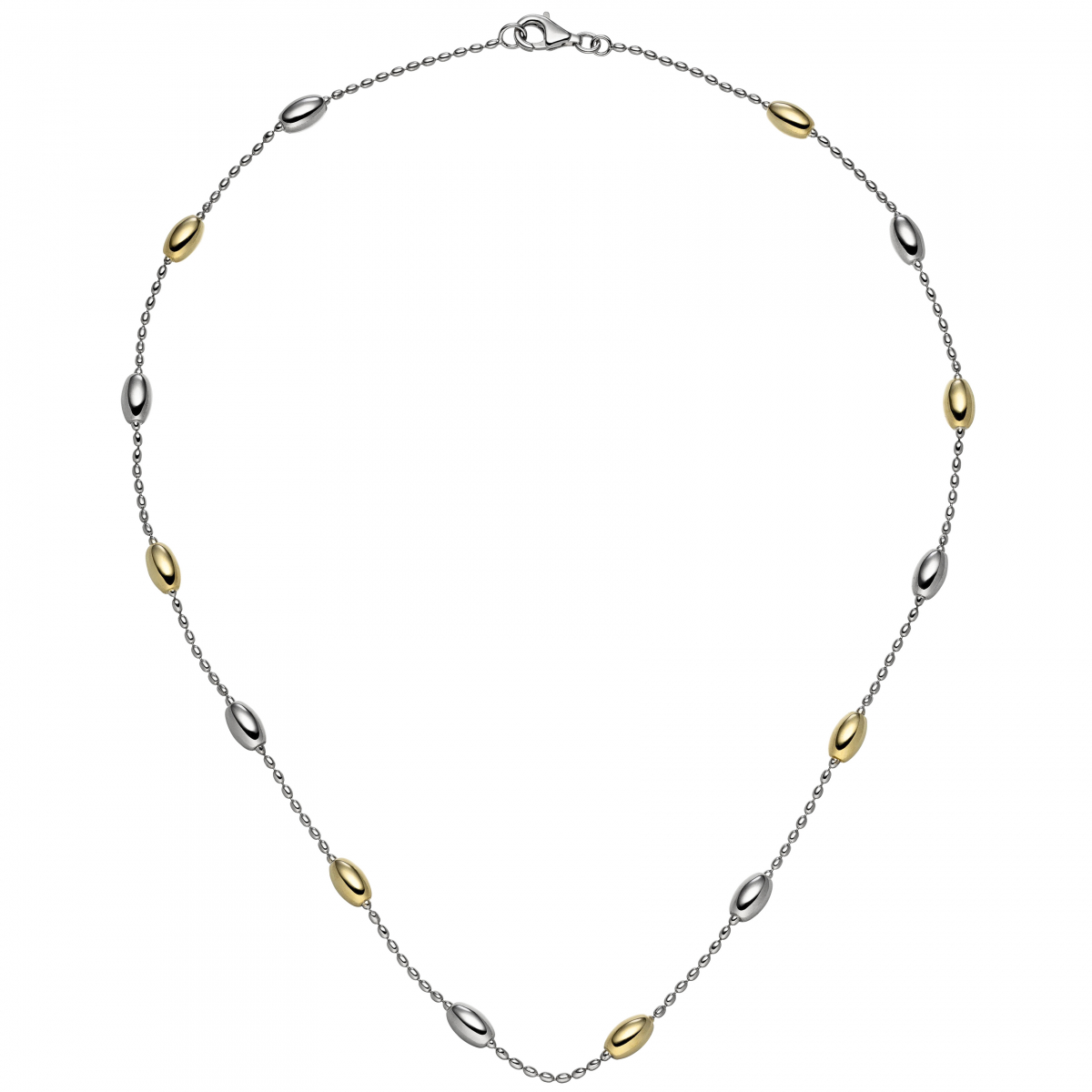 Collier Halskette 925 Sterling Silber bicolor vergoldet 45 cm Kette Silberkette