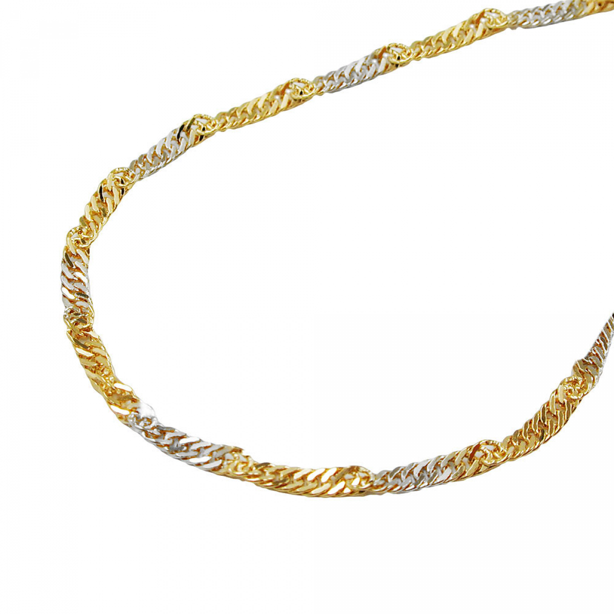 Armband 1,8mm Singapur bicolor 14Kt GOLD 19cm