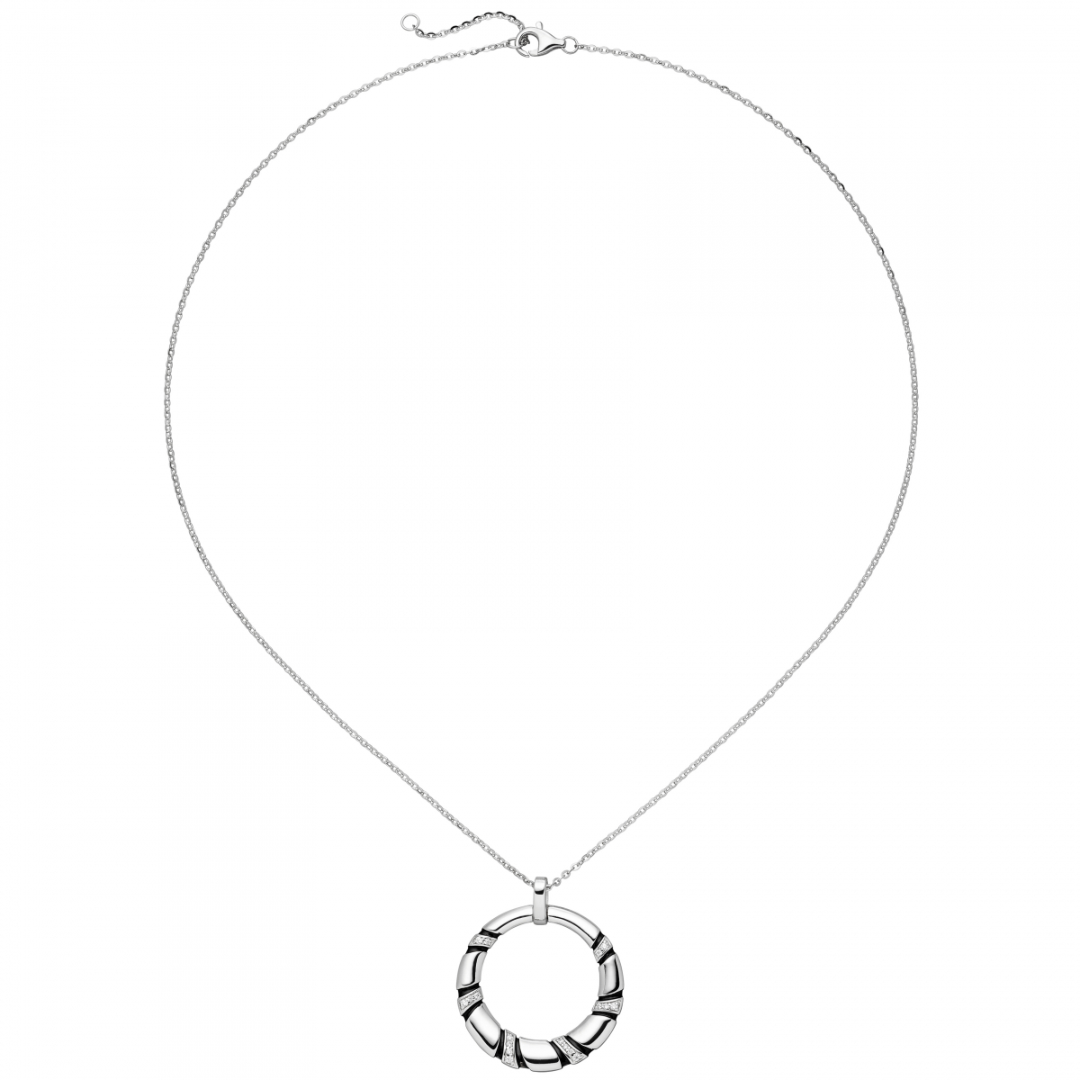 Collier 925 Sterling Silber 18 Zirkonia 45 cm Silberkette Karabiner