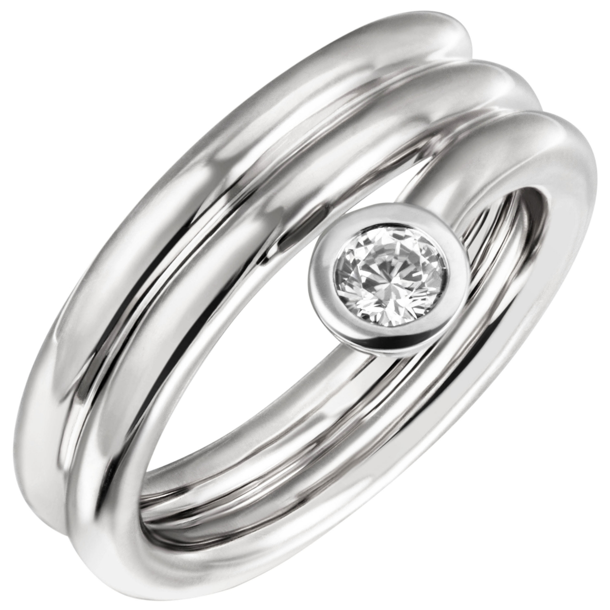 Damen Ring 925 Sterling Silber 1 Zirkonia Silberring - 52mm