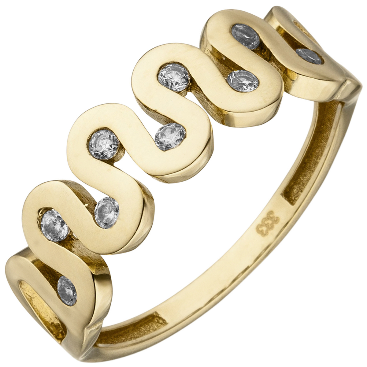 Damen Ring 333 Gold Gelbgold 9 Zirkonia Goldring - 54mm