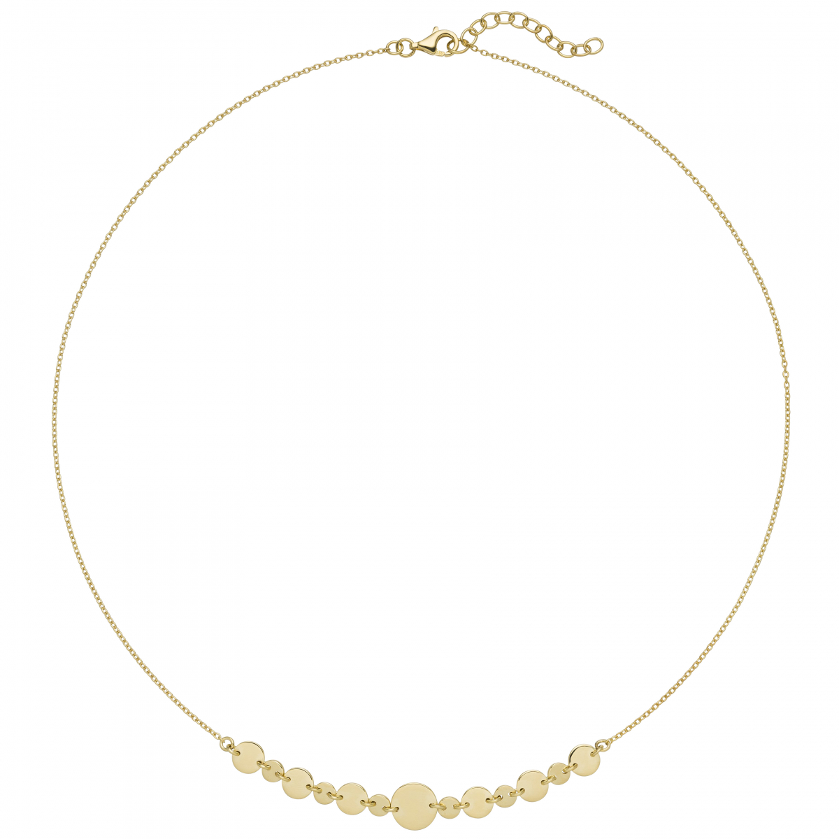 Collier Halskette mit Plättchen 925 Sterling Silber gold vergoldet 45 cm Kette