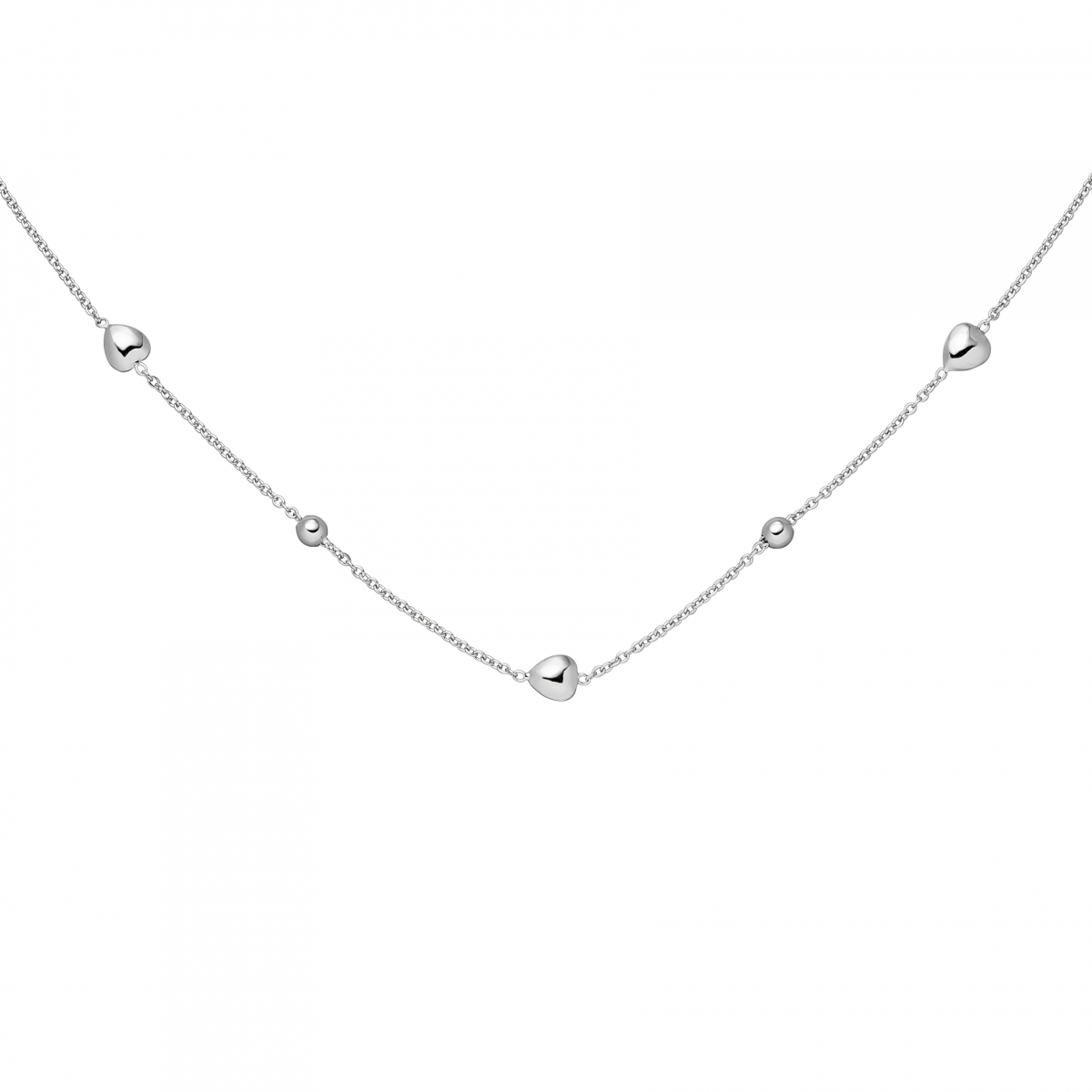 Collier Herz Kugel 925 Sterling Silber 45 cm Silberkette Federring