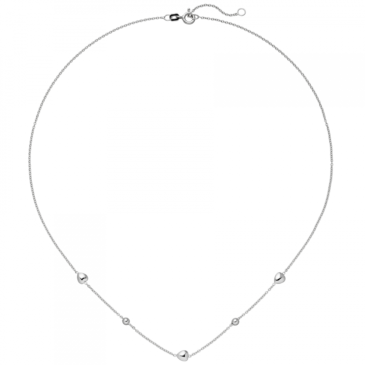 Collier Herz Kugel 925 Sterling Silber 45 cm Silberkette Federring