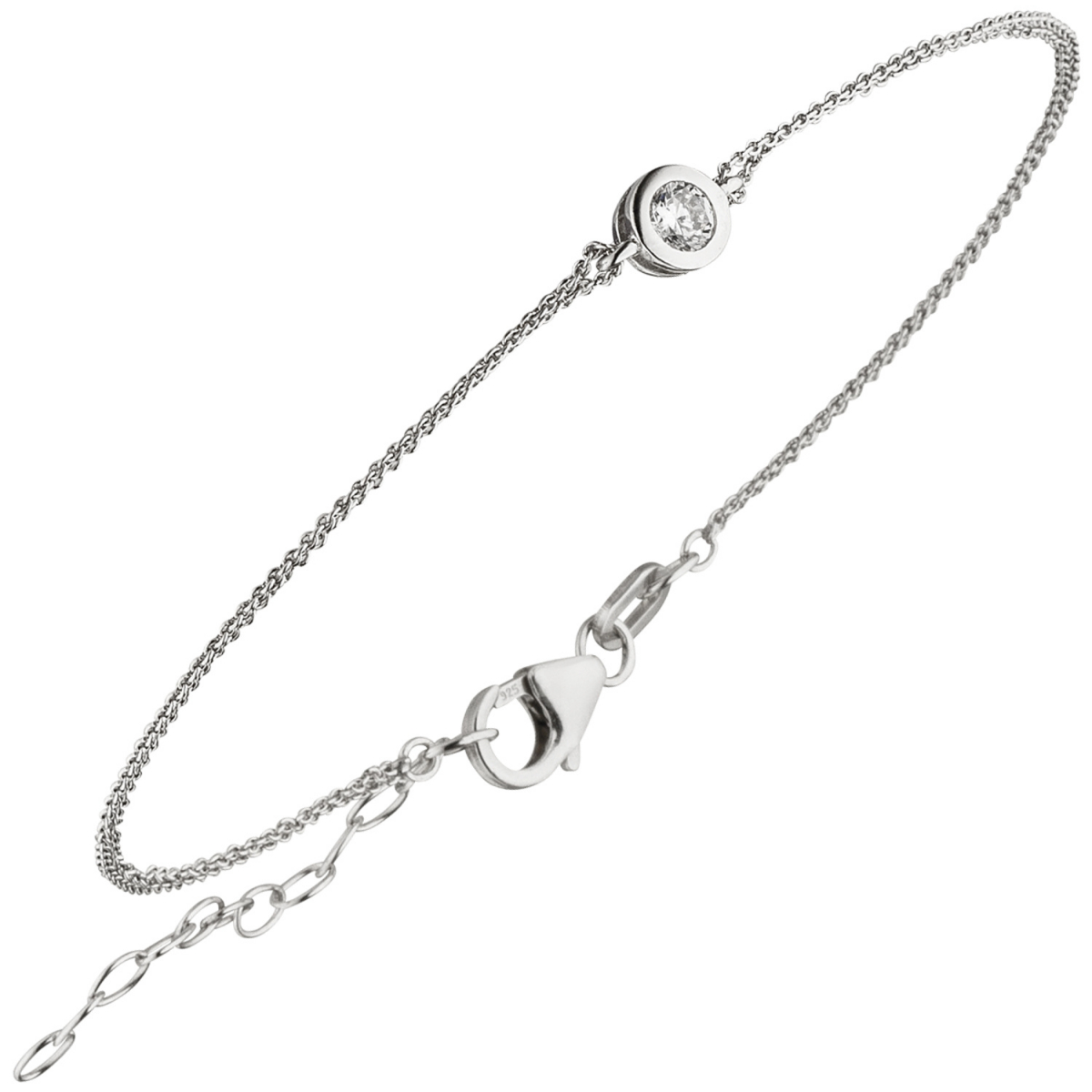 Armband 925 Sterling Silber 1 Zirkonia 19 cm Silberarmband