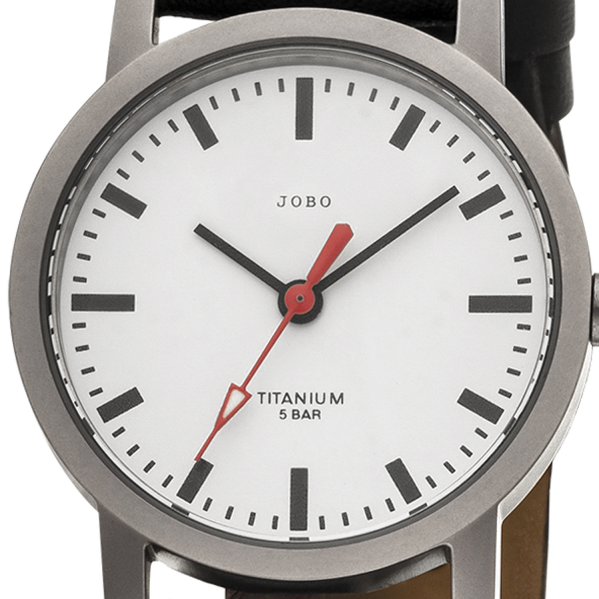 Traumringe24 Quarz - Analog Armbanduhr JOBO Titan Damen Lederband schwarz