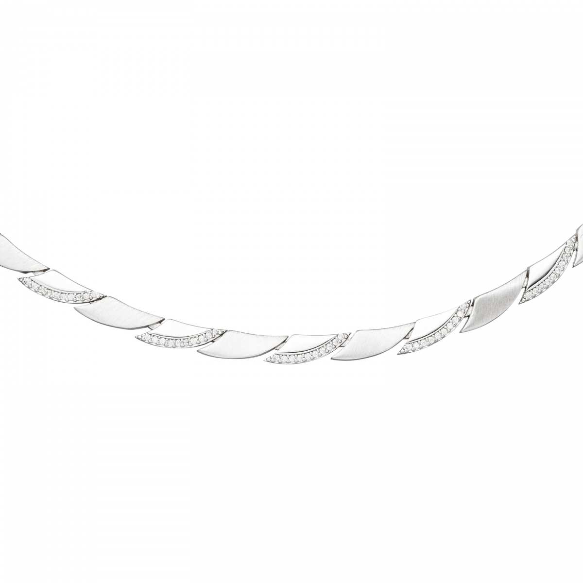 Collier Halskette 925 Silber 210 Zirkonia 45 cm Kette Silberkette