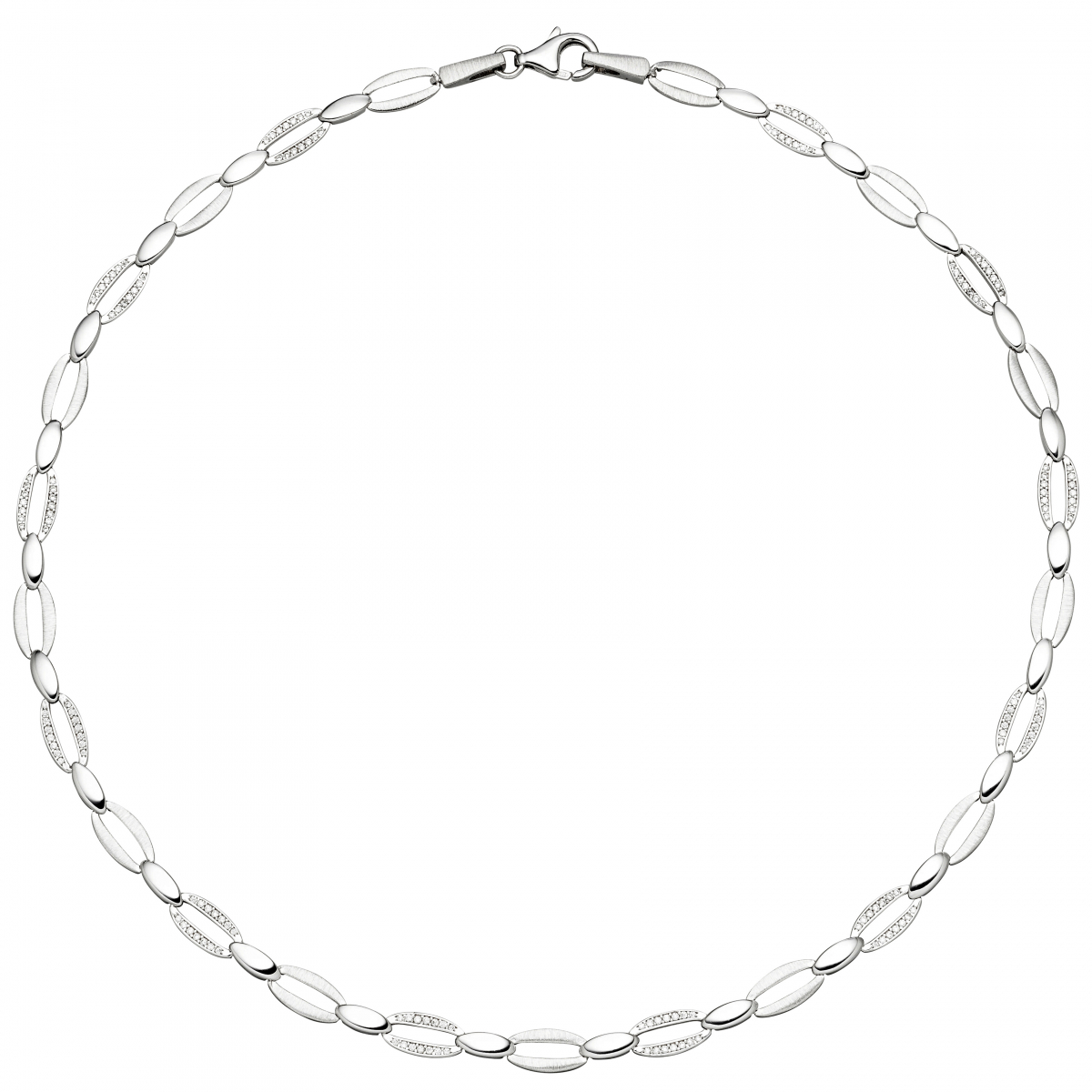 Collier Halskette 925 Silber 168 Zirkonia 45 cm Kette Silberkette