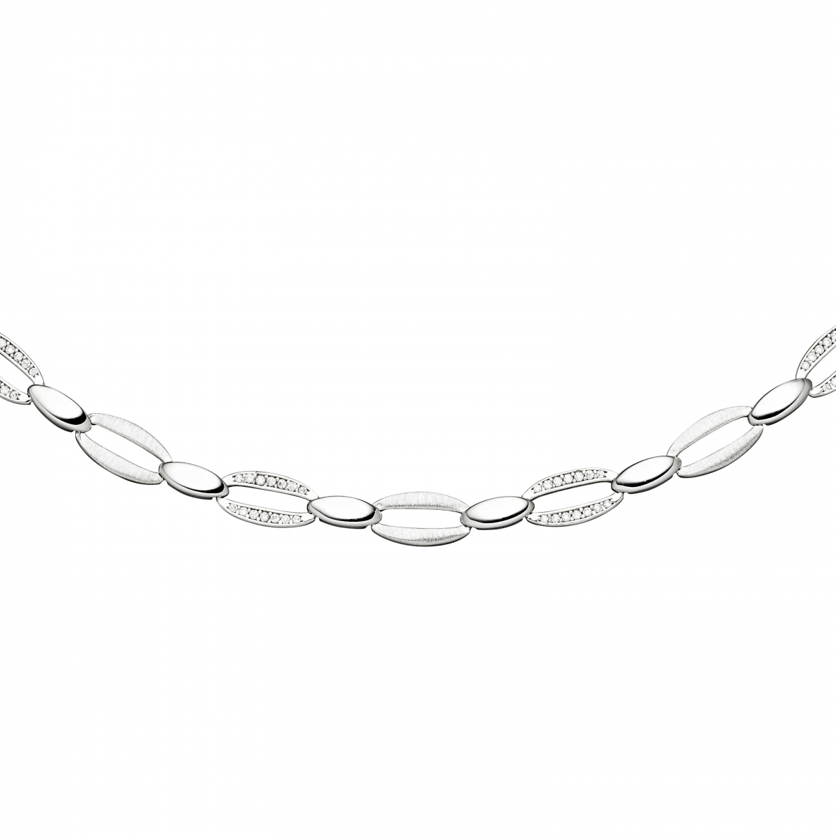 Collier Halskette 925 Silber 168 Zirkonia 45 cm Kette Silberkette