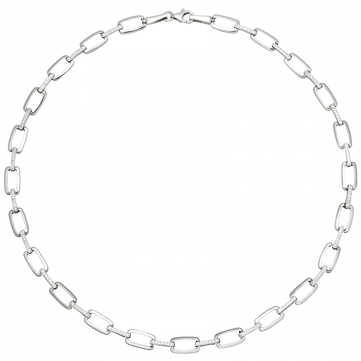 Collier Halskette 925 Sterling Silber 154 Zirkonia 45 cm Kette Silberkette