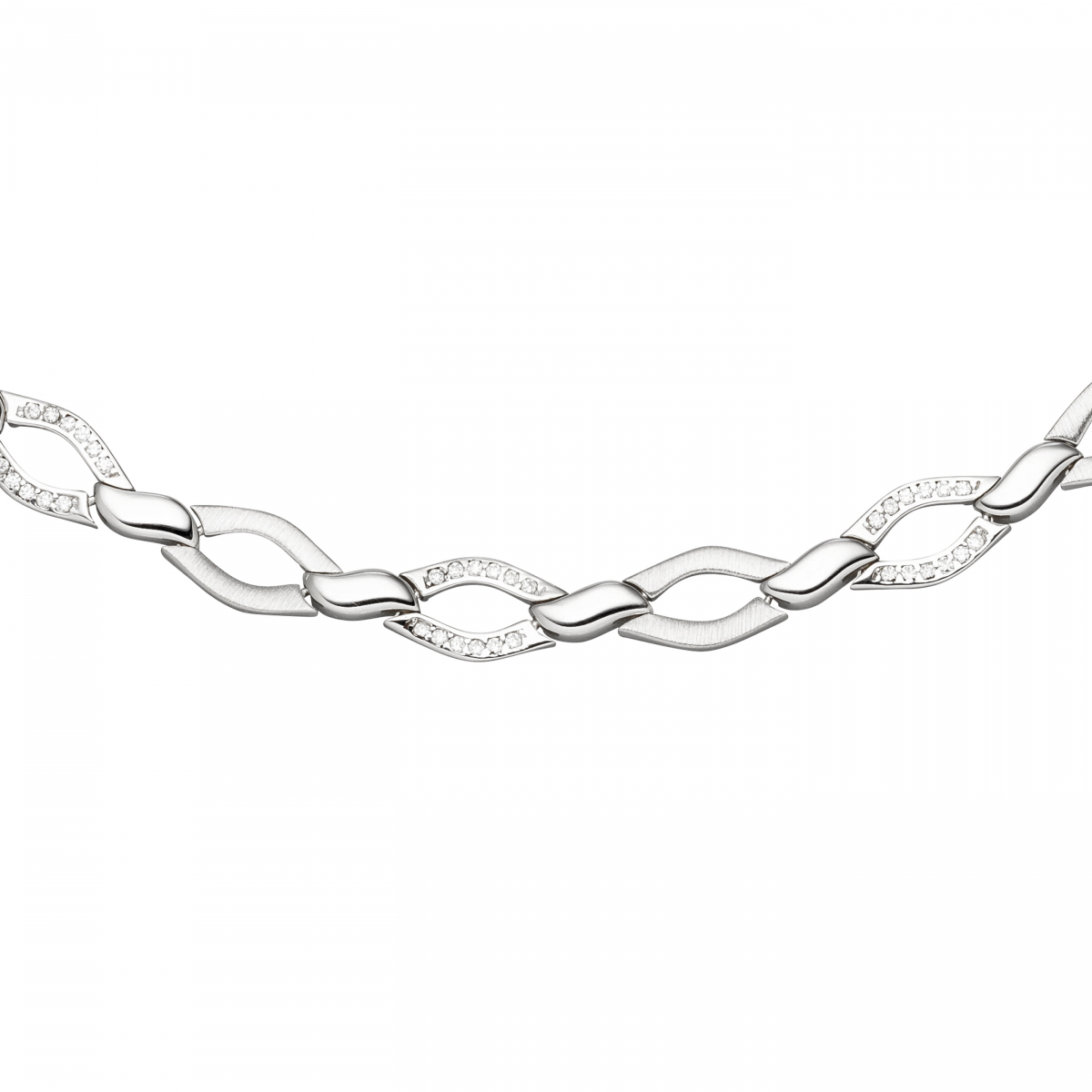 Collier Halskette 925 Silber 144 Zirkonia 45 cm Kette Silberkette