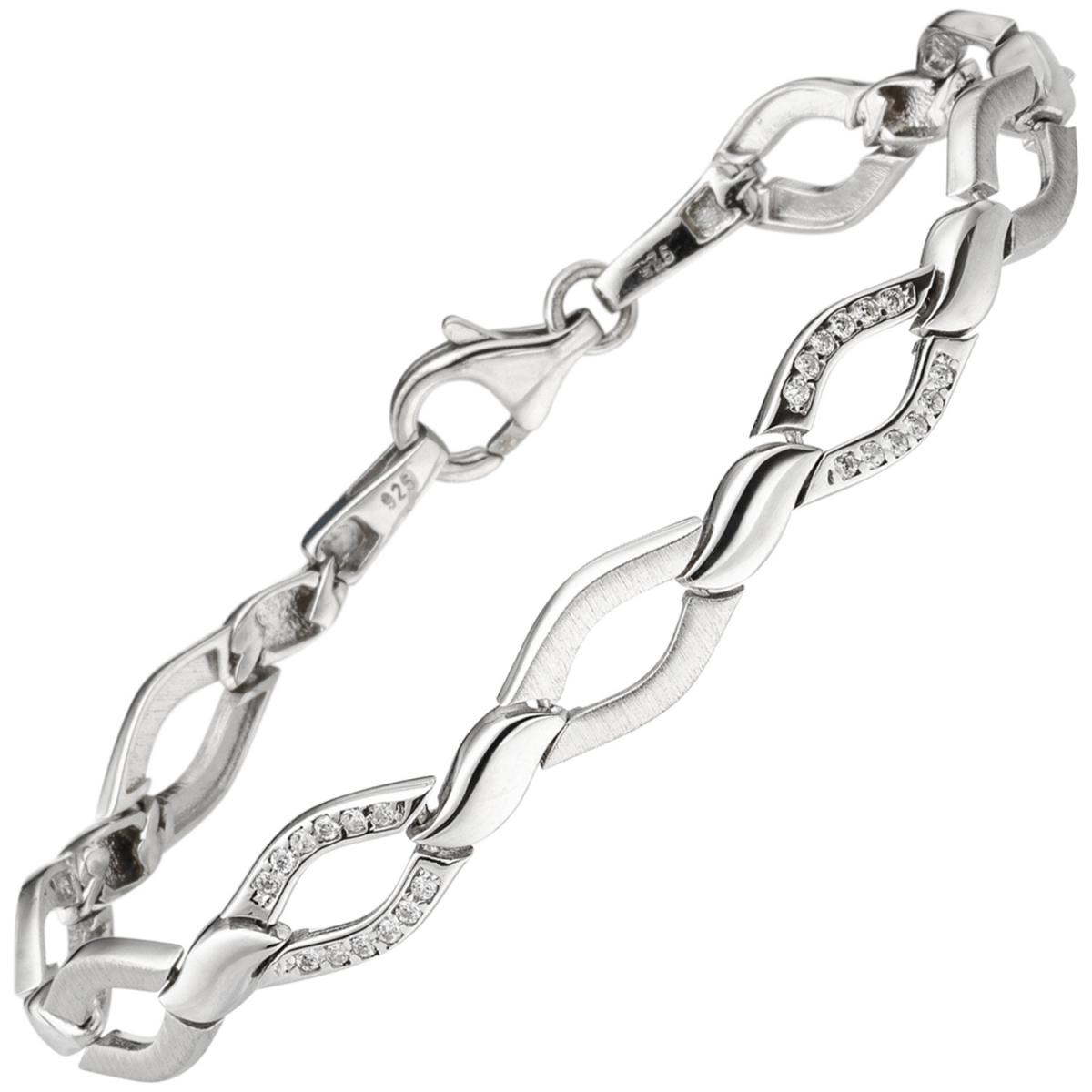 Armband 925 Sterling Silber 48 Zirkonia 19 cm Silberarmband