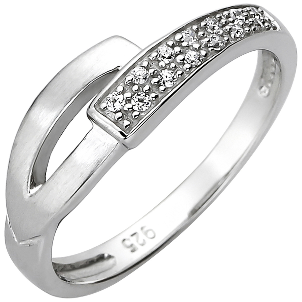 Damen Ring 925 Sterling Silber 13 Zirkonia Silberring - 60mm