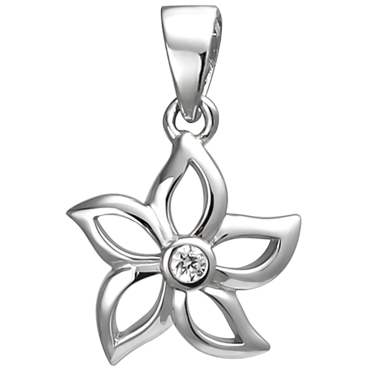 Anhänger Blume 925 Sterling Silber 1 Zirkonia Silberanhänger