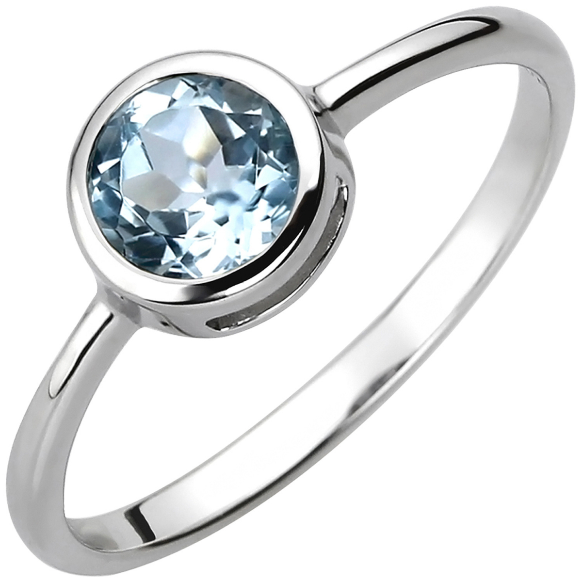 Damen Ring 925 Sterling Silber 1 Blautopas hellblau blau Silberring - 52mm