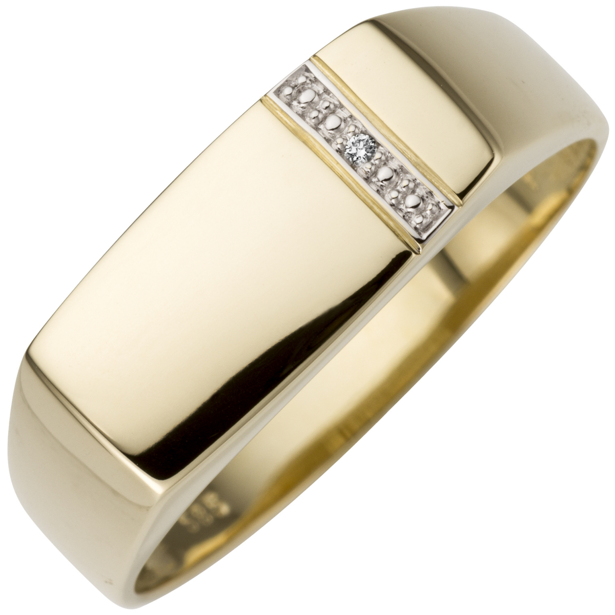 Herren Ring 0,005ct 585 Gold Gelbgold 1 Diamant Brillant - 62mm