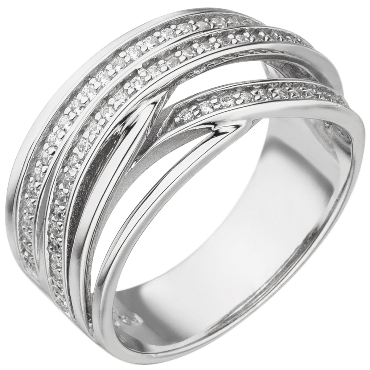 Damen Ring 925 Sterling Silber 73 Zirkonia Silberring - 58mm