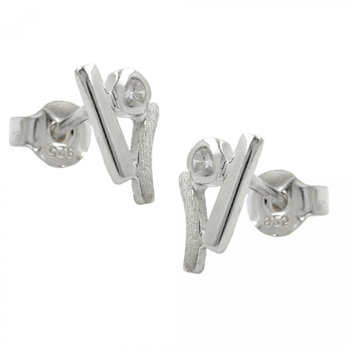 Stecker 10x5,5mm Zirkonia matt-glänzend Silber 925