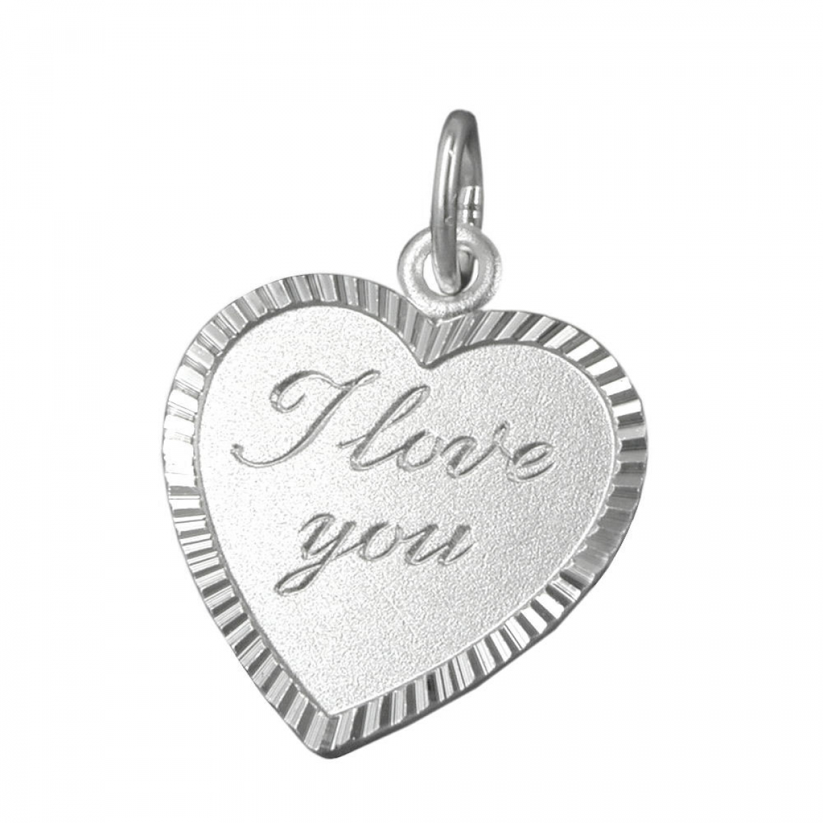 Anhänger 20x17mm Herz mit Gravur -I love you- Silber 925