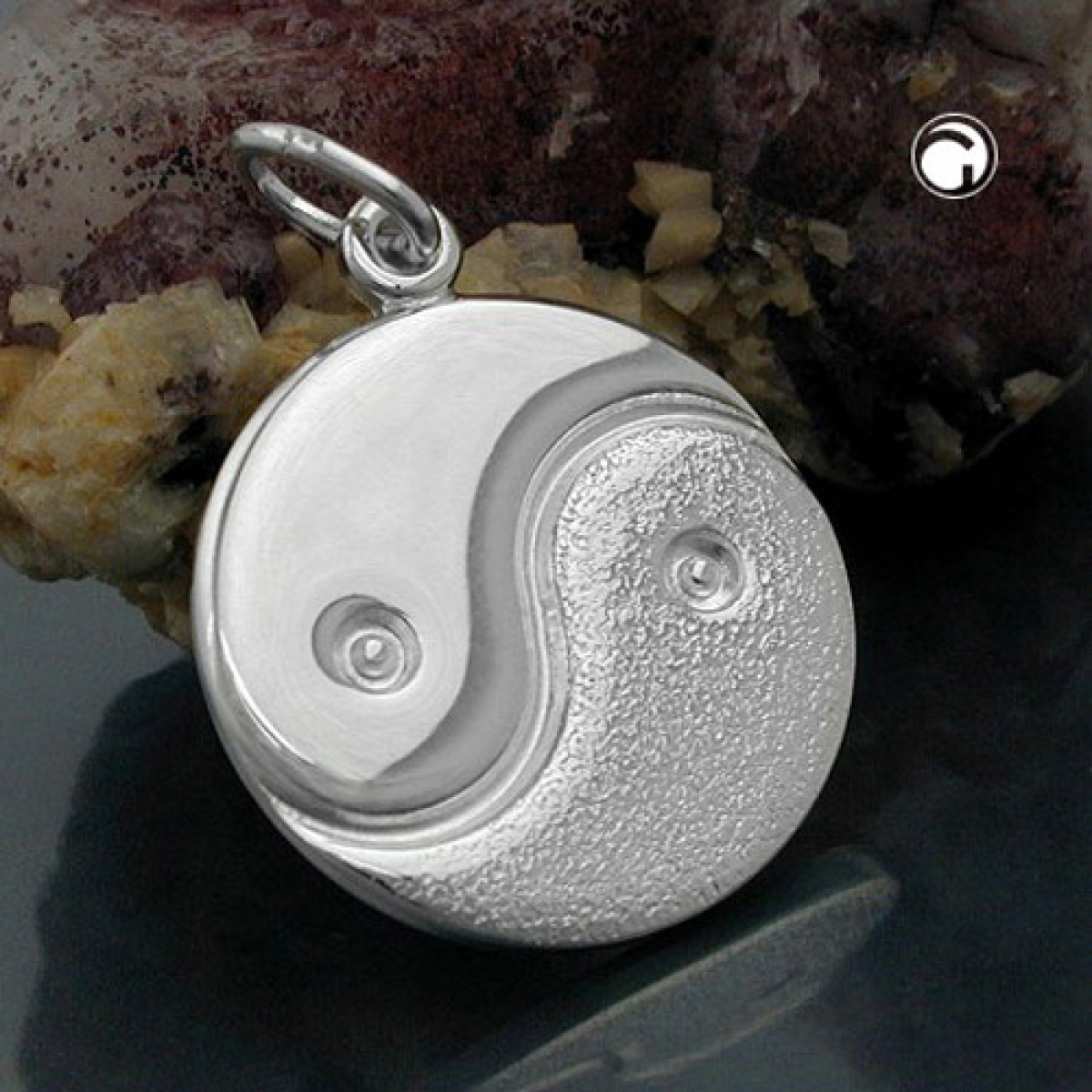 Anhänger 18mm Yin-Yang matt-glänzend Silber 925