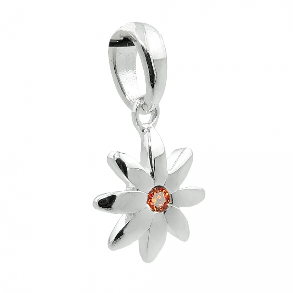 Anhänger Blume 8mm Zirkonia rot-orange Silber 925