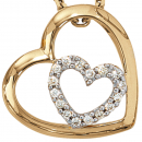 Anhänger Herz 585 Gold Gelbgold 16 Diamanten Brillanten 0,12ct. Herzanhänger